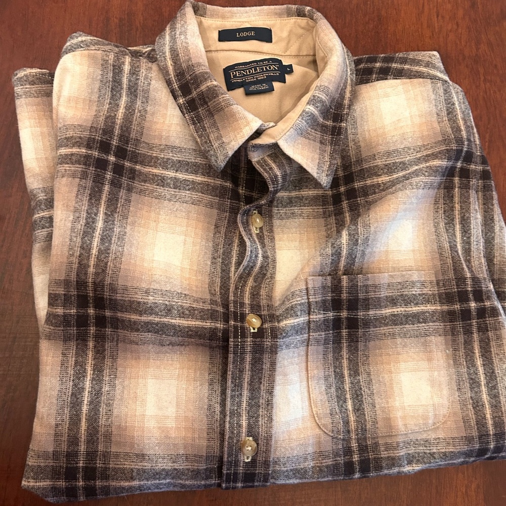 Pendleton lodge Plaid Button Down Shirt - Brown a… - image 1